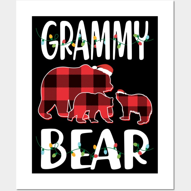 Grammy Bear Red Plaid Christmas Pajama Matching Family Gift Wall Art by intelus